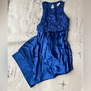 Stepping Out blue lace vintage maxi dress